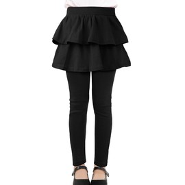 KEREDA Girls Leggings Ruffle Skirt School Uniform Pants Kids Clothes 10-12 Black