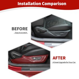 JOSHELA for Mustang Seat Console Side Panel Trim Cover Fit for Ford Mustang 2015 up Red Carbon Fiber Interior Accessories 2pcs