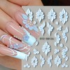 4 Sheets Flowers Nail Art Stickers Decals 5D Embossed Self-Adhesive