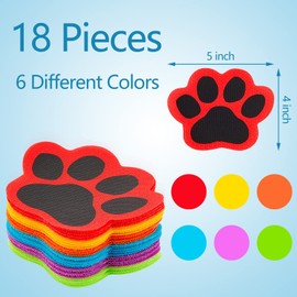 Outus 18 Pcs Paw Carpet Markers Spots for Classroom 5'' Paw Prints Carpet Dots Line up Sitting Spot Floor Rug Back to School for Teacher Supplies Classroom Decoration (Classic)