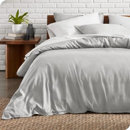Bare Home Duvet Cover Set Single Size - Premium 1800 Ultra-Soft Duvet Cover Set - Lightweight - Cooling Duvet Cover - Bed Duvet Cover with 1 Pillowcase (Single, Light Grey)
