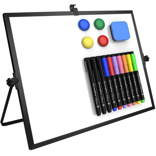 Dry Erase White Board, 16x12" Large Magnetic Desktop Whiteboard with