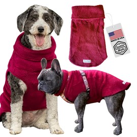 Louie de Coton® Polartec Thermal Pro Dog Fleece Jacket - Calming Pullover for Anxiety Relief - Dog Sweater for Large Dogs - Breathable, Soft, Recycled Material - Made in USA (Cranberry, XX-Large)