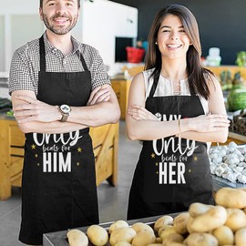 EUBEISAQI Couple Aprons for Valentine's Day | Adjustable Kitchen Couples Apron | Waterproof Chef Bib Cooking Kitchen Aprons for Family, Friends, Couples