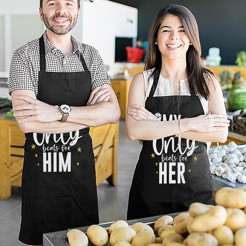 EUBEISAQI Couple Aprons for Valentine's Day | Adjustable Kitchen Couples