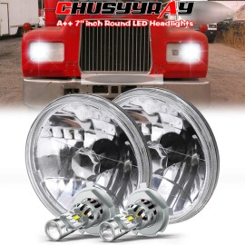 CHUSYYRAY 2pcs Fit Mack R Series 7'' Inch Round LED Headlights Sealed Hi/Lo Beam with DRL