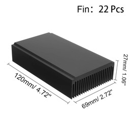 Aluminum Large Heatsink 4.72'' x 2.72'' x 1.06'' inch /120 x 69 x 27 mm Heat Sink Cooling Black Oxide Radiator 22 Fin for Computer LED Power