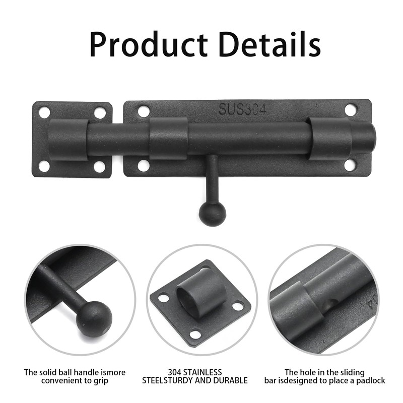 Anxingo Sliding Bolt Latch, Large Sliding Door Lock Latch with