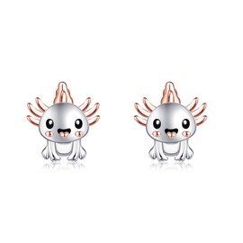 SHEAISRS Axolotl Earrings 925Sterling Silver Women's Cute Animal Stud Earrings Jewelry for Women Animal Lovers