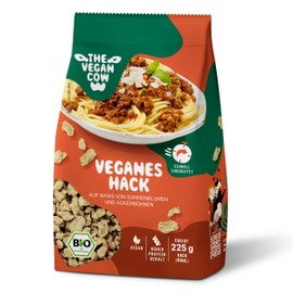 THE VEGAN COW Hack - Veganer Bio-Fleischersatz - 75g (225g zubereitet) - doppelte Proteinquelle - TOP Qualität, Geschmack und Konsistenz - Allergenfrei und ohne Soja