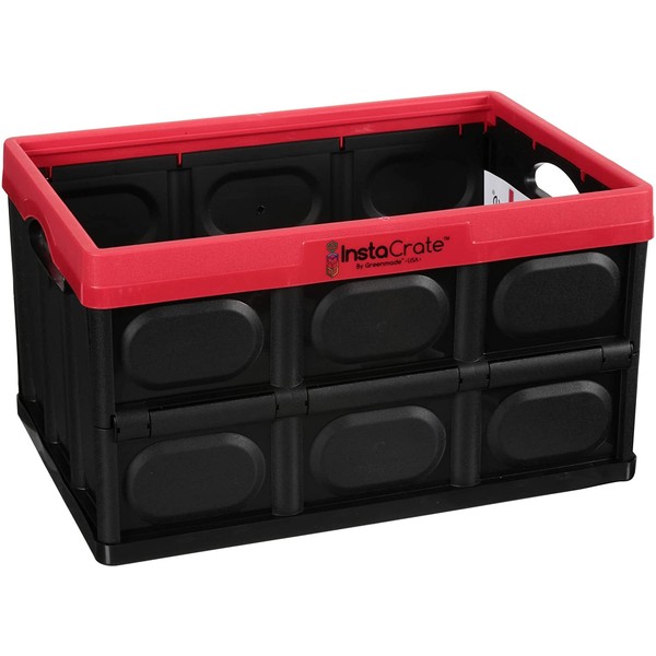 Instacrate Collapsible 12-Gallon Garage Play Room Storage Bin for Easy Storage Red with Black 3 Pack