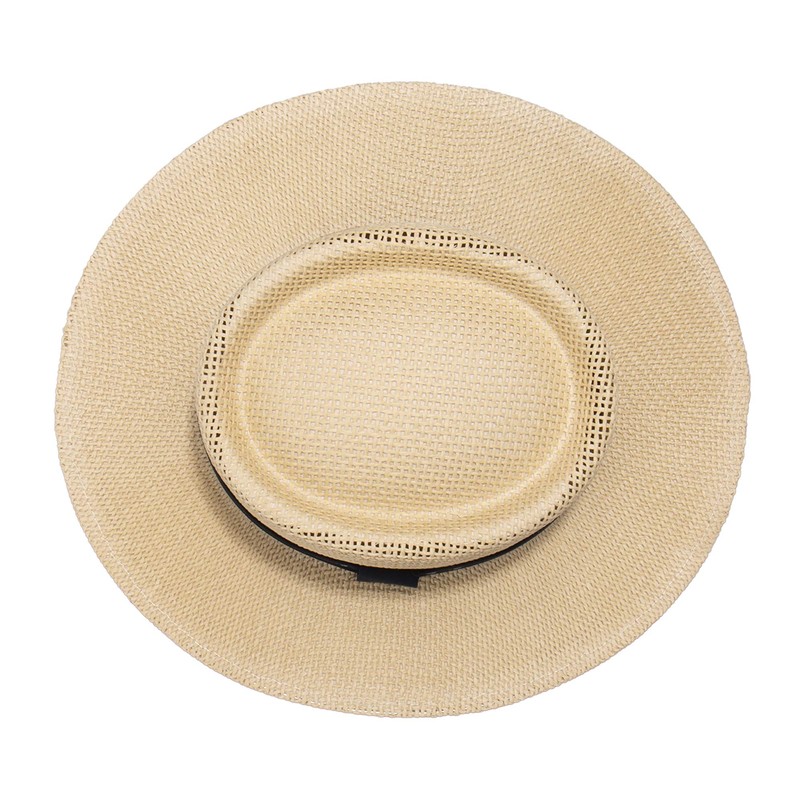 Dockers Men's Straw Fedora Hat, Tan/Navy, S/M