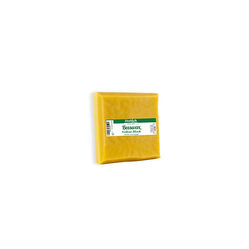 Stakich Yellow Beeswax Block - Natural, Triple Filtered - 1