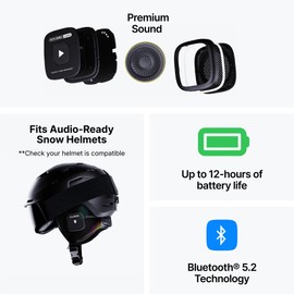 ALECK Snow Series Core - Altoparlanti Bluetooth universali senza fili per sci e snowboard, caschi audio-ready, controlli adatti ai guanti, microfono per chiamate in vivavoce