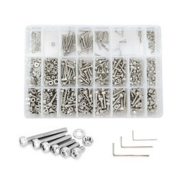 DIGISHUO 1080Pcs M3/M4/M5 304 Stainless Steel Screw Bolts and Nuts Kit Hex Head & 3X Allen Key (1080Pcs M2/M3/M4 Kit)