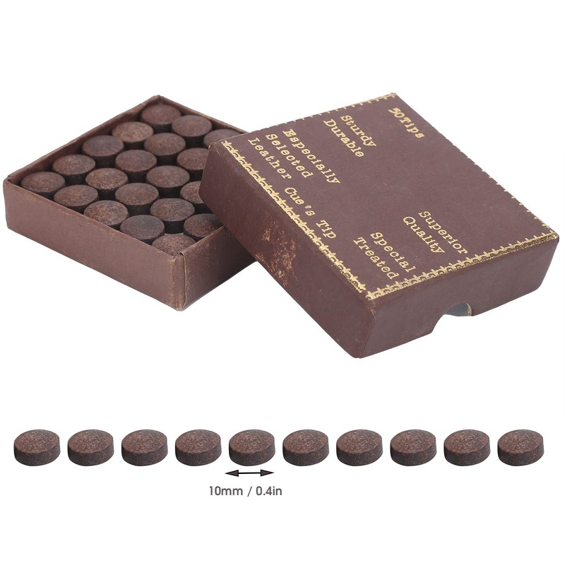 Kuuleyn Leather Snooker Cue Tips, 11 mm Chestnut Brown Soft