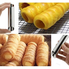 COMZPLIFE 21pcs Cream Horn Molds, Stainless Steel Cannoli Forms Tubes Kits, Baking Cones, Roll Horn Forms, Non-stick Baking Molds for Danish Pastry Lady Lock Form, Cream Roll, Croissant