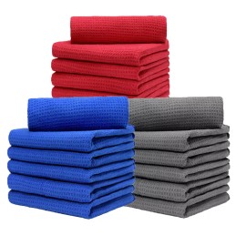 Weave Large Waffle Weave Matter Thirsty Microfiber Drying Towel 16"x24" - 3 Pcs Gray