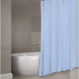 MSV Cotexsa by Premium Anti-Mould Textile Shower Curtain - Anti-Bacterial, Washable, 100% Waterproof, with 12 Shower Curtain Rings - Polyester, "Uni" 180 x 200 cm - Made in Spain - (Blue)