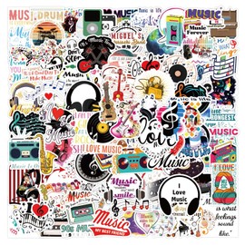 Music Motivational Stickers, 100PCS Music Aesthetic Vinyl Waterproof Stickers for Water Bottles Laptops Scrapbook Guitar, Love Music Stickers Bulk for Kids Adults Teens, Party Supply (Music)