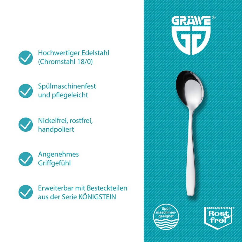 GRAEWE Konigstein Coffee Spoons Stainless Steel 12 Pieces