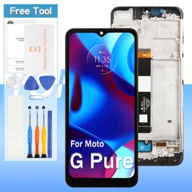 Yondista for Motorola Moto G Pure Screen Replacement XT-2163-4, XT2163-4 6.5 inch LCD Display Touch Digitizer Assembly with Frame
