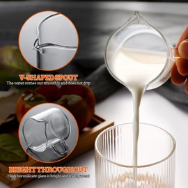 Jiodaueyu Glass Espresso Cups - Set of 2, 75ml Double Spouts Cups,Espresso Coffee Accessories