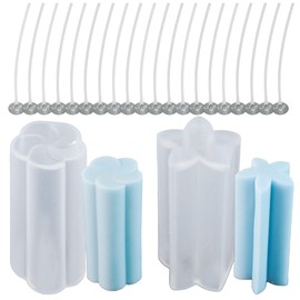 Attuslla Candle Resin Molds, 2 PCS Flower Shape Candle Molds Casting Molds with Cotton Candle Wicks for Candle Soap DIY Making Craft