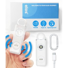 Personal Safety Alarm for Women, Safe Alarm for Seniors Pull pin & Flashlight, Rechargeable Personal Alarm Keychain 130db Defense Siren Keychain for Women Emergency Safealarm (Milky White)