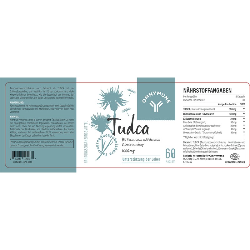 Tudca Liver Support Supplement,Tauroursodeoxycholic Acid Complex 1000mg Per Servings, Bile