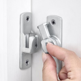 INIRET Silvery Barn Door Latches,90/180 Degree Gate Lock,Aluminum Alloy Right Angle Door Lock Latch,Flip Gate Latches Hardware,Door Security Sliding Door Latch Lock fo Cabinets,Barn Door,Bathroom