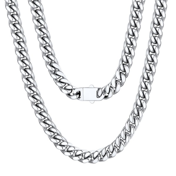Mens Chain Necklaces, Stainless Steel Cuban Link Chain Necklace for