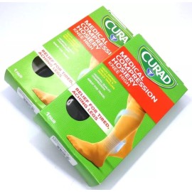 CURAD (2) Pair New CURAD Medical Compression Hosiery Knee High 15-20 mmHg Black Size E