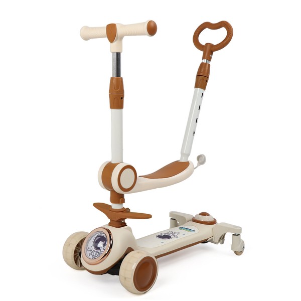 Unbranded 360° Rotating 4-Wheel Kids Kick Scooter Adustable Height Foldable