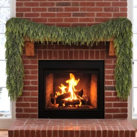 9FT Real Touch Christmas Cedar Garland - 1PCS, Artificial Pine Needles Garlands Realistic Fake Green Faux Garland for Holiday Fireplace,Table,Window,Stairs,Mante,Indoor Outdoor Decor