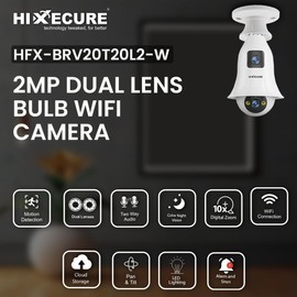 Hixecure 4MP(2MP+2MP) Dual Lens Bulb WiFi Camera –Motion Detection, Night Vision, 2-Way Audio, Easy Installation | Support Cloud Storage |Pan & Tilt | Two Way Audio | 10X Digital Zoom