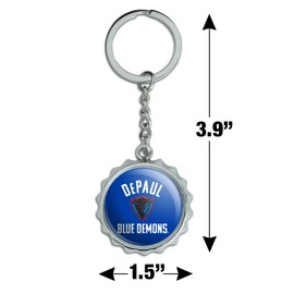 DePaul Blue Demon Keychain Chrome Plated Metal Pop Cap Bottle Opener