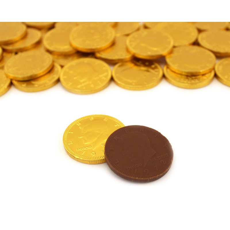 LaetaFood Pack, Gold Foiled Wrapped Milk Chocolate Coins Candy, Half