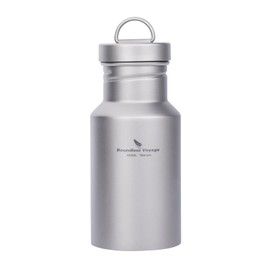 iBasingo Titanium Water Bottle Outdoor Camping Single Layer Metal Drinking Flask Wide Mouth Leak-Proof Reusable Sport Cycling Hiking Picnic Climbing Running Tea Coffee Beverage Bottle (400ml Ti3251D)