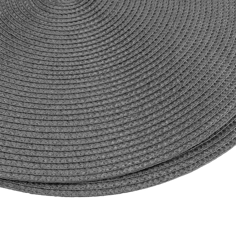 ZEONHEI 16 PCS Dark Grey Woven Placemats, 38cm/18cm Round Meal