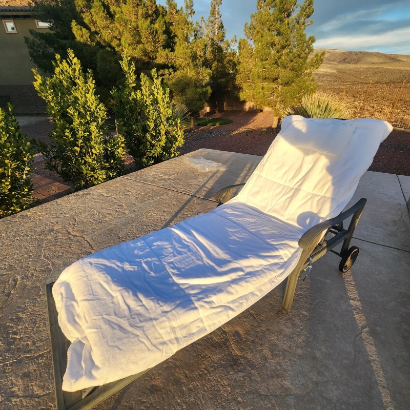 Frontgate Newport 83" X 31" White Cushioned Velour Chaise Lounge