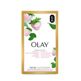 Olay Fresh Outlast Beauty Bar, Cooling White Strawberry and Mint, 6 Soap Bars