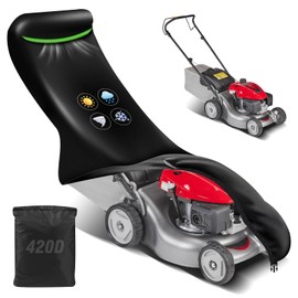 YedZen 191 x 110 x 67 cm Lawn Mower Cover, 420D Lawn Tractor Protective Cover with Elastic Band and Belt Buckle, Waterproof, UV-Resistant, Windproof Lawn Mower Protective Cover