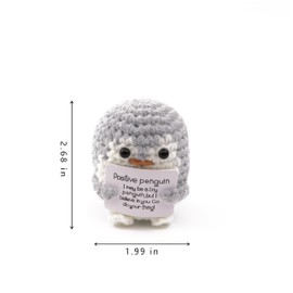 caiyjhao Mini Fun Crocheted Penguin Gifts, Fun Emotional Penguins, Positive Emotional Support Cards, New Year Gifts, Birthday Party Refueling Gifts Home Room Table Decoration (Gray)