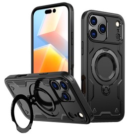 MRRSIWEI Case for Apple 17 Pro Max with Kickstand.Shell Black