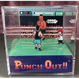 Gamer Nostalgia Punch Out Nes Mike Tyson 3D Cube Handmade Diorama Shadowbox Fan Art Room Decor