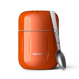 BSWAY Thermal Food Container, 510 ml Stainless Steel Warming Container with Foldable Spoon, Thermal Food Container on the Go for Food, Baby Food, Soup, Porridge, Yoghurt Keeps Hot or Cold for 12 Hours