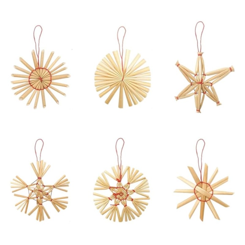 CENPEK Premium 24x Straw Stars Christmas Tree Decorations - Diameter