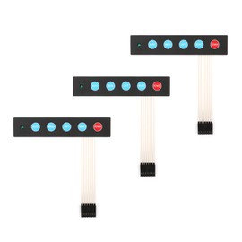 JESSINIE 3Pcs 1x5 Matrix Array Membrane Switch 5 Key Display Switch Keypad Keyboard with LED Light Switch 7Pin for Arduino