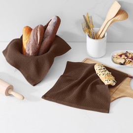 Kitinjoy 100% Cotton Kitchen Dish Cloths (12 X 12 Inches, Coffee),6 Pack Waffle Weave Ultra Soft Absorbent Dish Towels for Drying Dishes Quick Drying Kitchen Towels Dish Rags